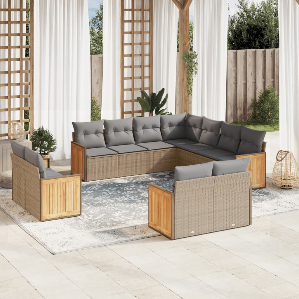 11 részes bézs polyrattan kerti ülőgarnitúra párnákkal 11 részes bézs polyrattan kerti ülőgarnitúra párnákkal