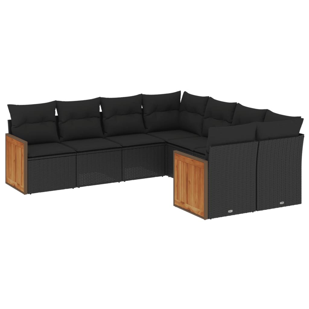 8 részes fekete polyrattan kerti ülőgarnitúra párnákkal 8 részes fekete polyrattan kerti ülőgarnitúra párnákkal
