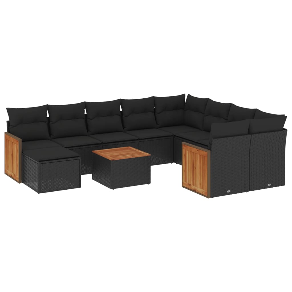 11 részes fekete polyrattan kerti ülőgarnitúra párnákkal 11 részes fekete polyrattan kerti ülőgarnitúra párnákkal