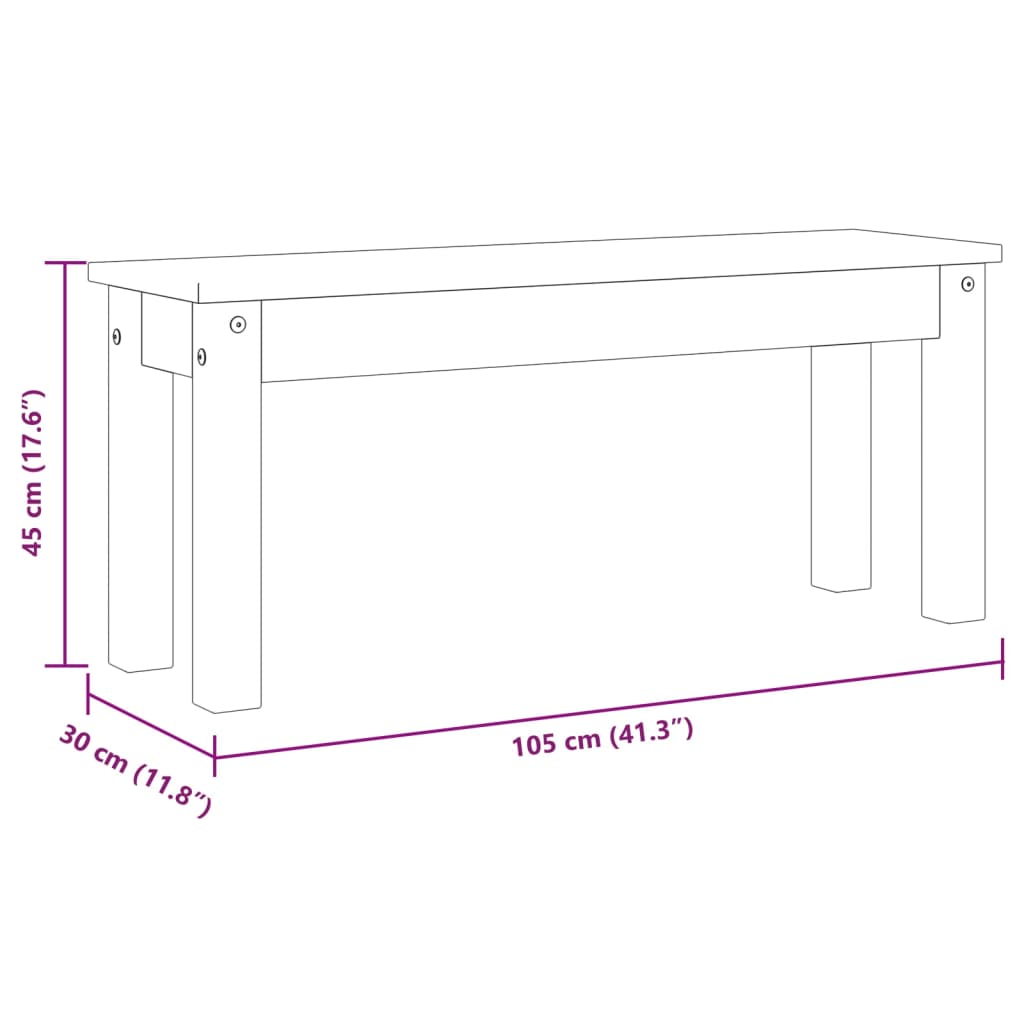 Panama tömör fenyőfa étkezőpad 105 x 30 x 45 cm Panama tömör fenyőfa étkezőpad 105 x 30 x 45 cm
