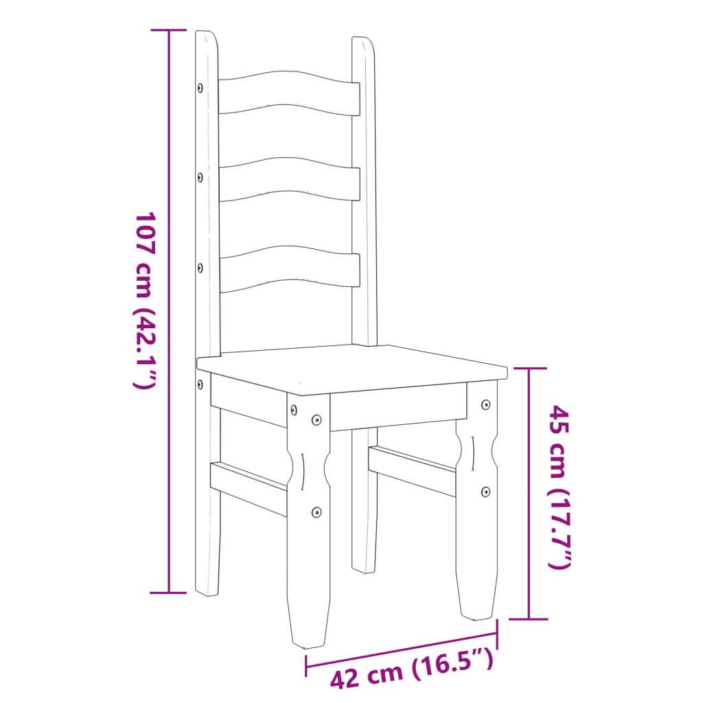 Corona 2 db fehér tömör fenyőfa étkezőszék 42 x 47 x 107 cm