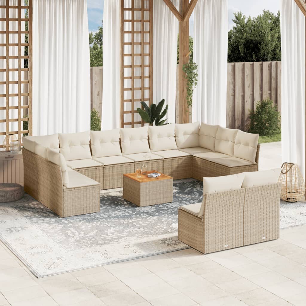 13 részes bézs polyrattan kerti ülőgarnitúra párnákkal 13 részes bézs polyrattan kerti ülőgarnitúra párnákkal