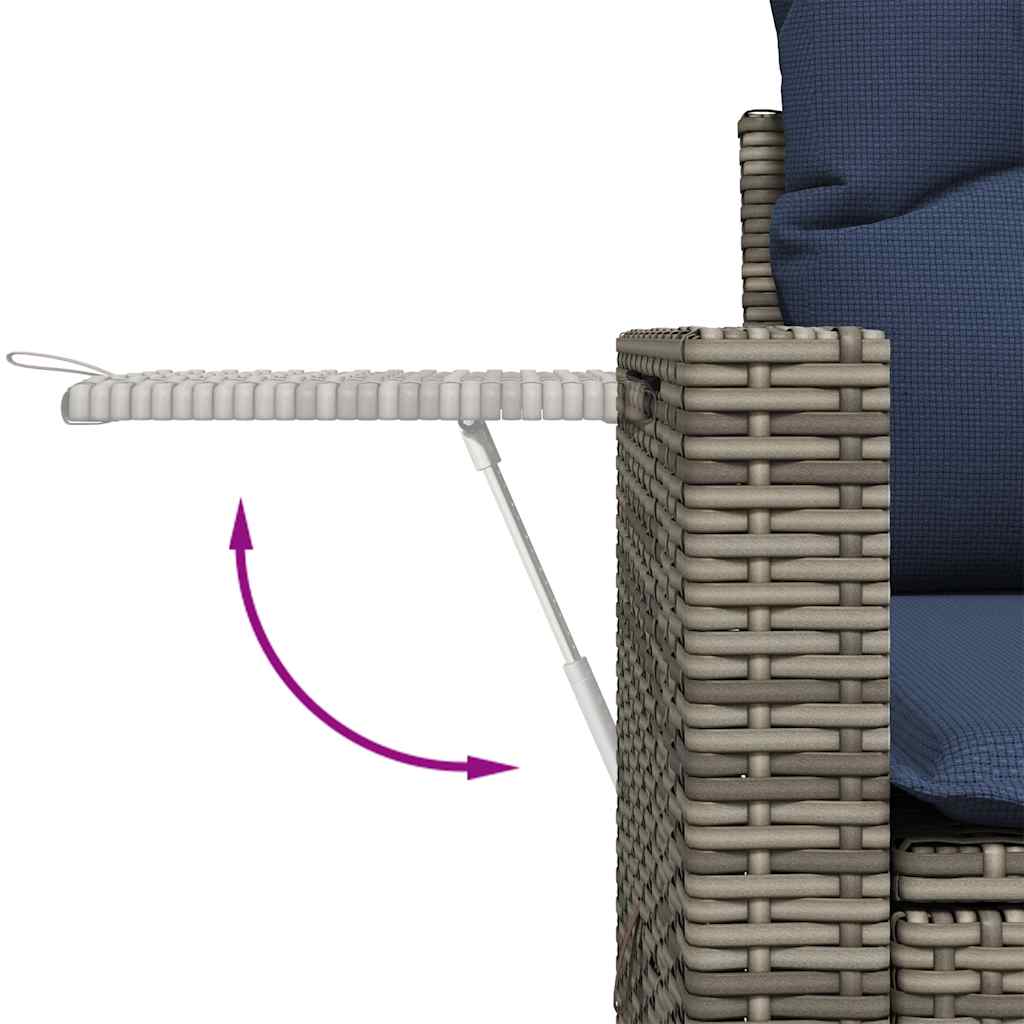 13 db szürke polyrattan kerti kanapégarnitúra párnákkal