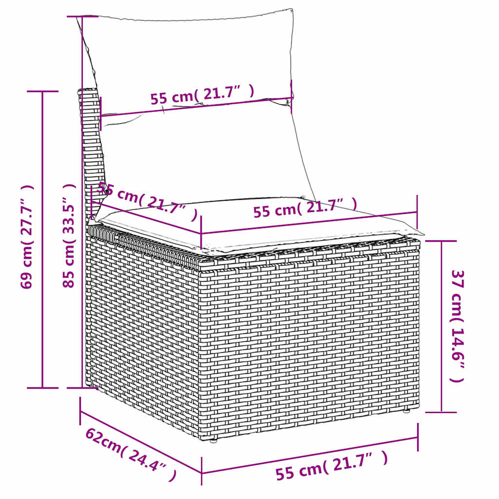 13 db szürke polyrattan kerti kanapégarnitúra párnákkal