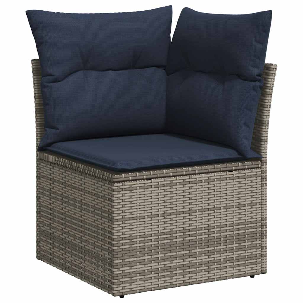 12 db szürke polyrattan kerti kanapégarnitúra párnákkal