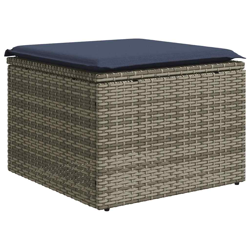 12 db szürke polyrattan kerti kanapégarnitúra párnákkal
