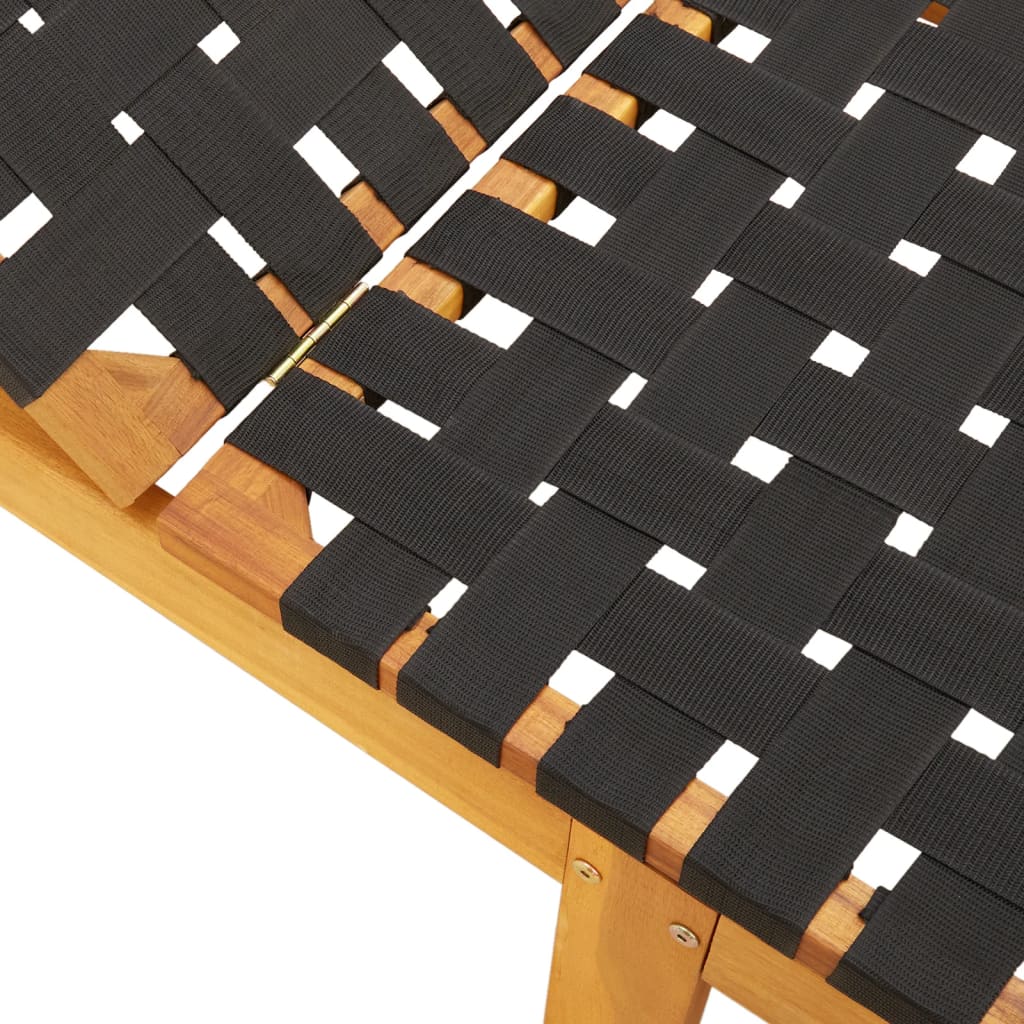 2 db fekete tömör akácfa és szövet napozóágy