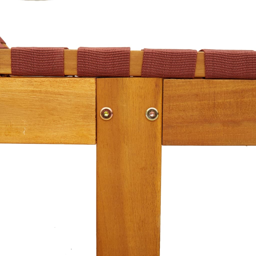 2 db piros tömör akácfa napozóágy asztallal