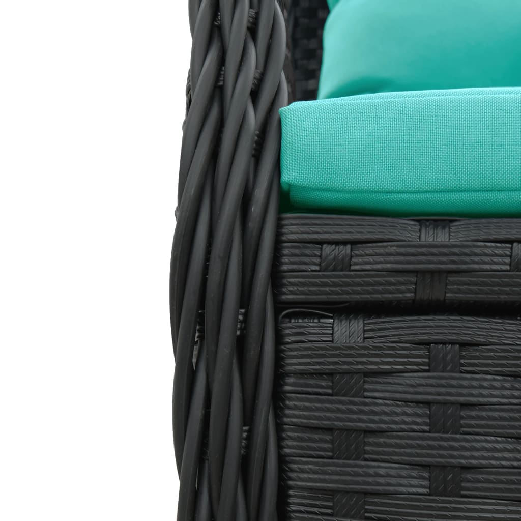 2 db fekete polyrattan dönthető kerti szék