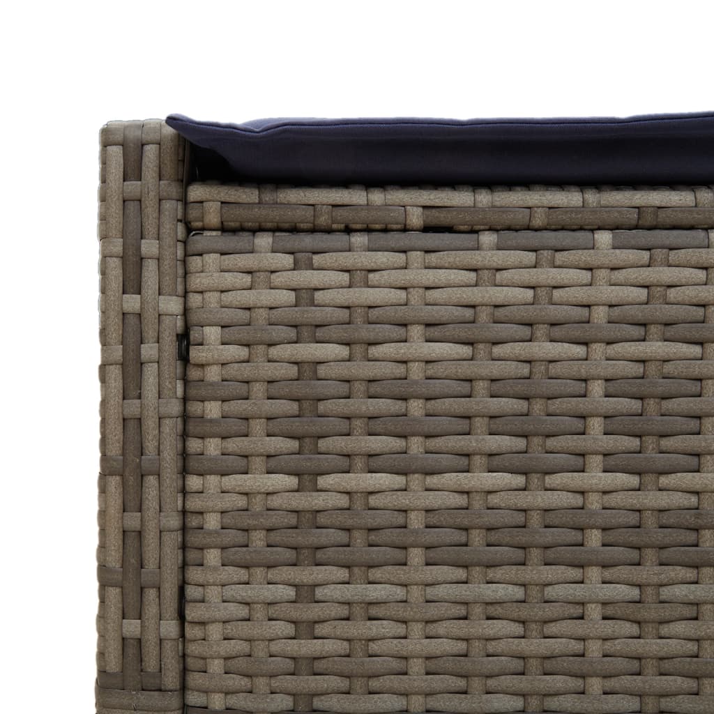 Szürke polyrattan kétszemélyes napozóágy párnákkal