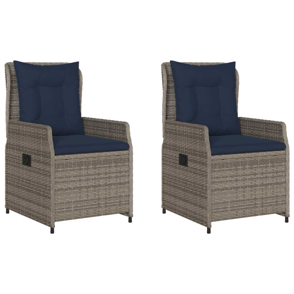 2 db szürke polyrattan dönthető kerti szék