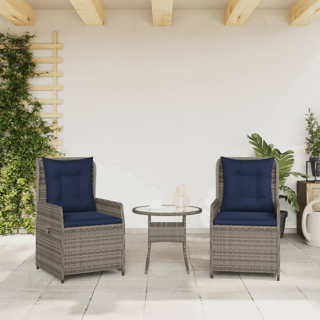 2 db szürke polyrattan dönthető kerti szék