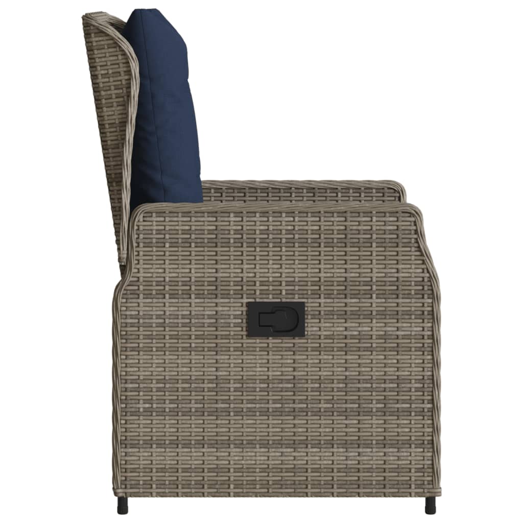 2 db szürke polyrattan dönthető kerti szék