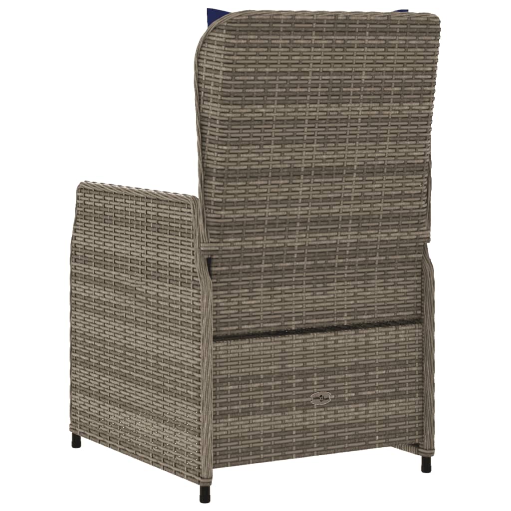 2 db szürke polyrattan dönthető kerti szék