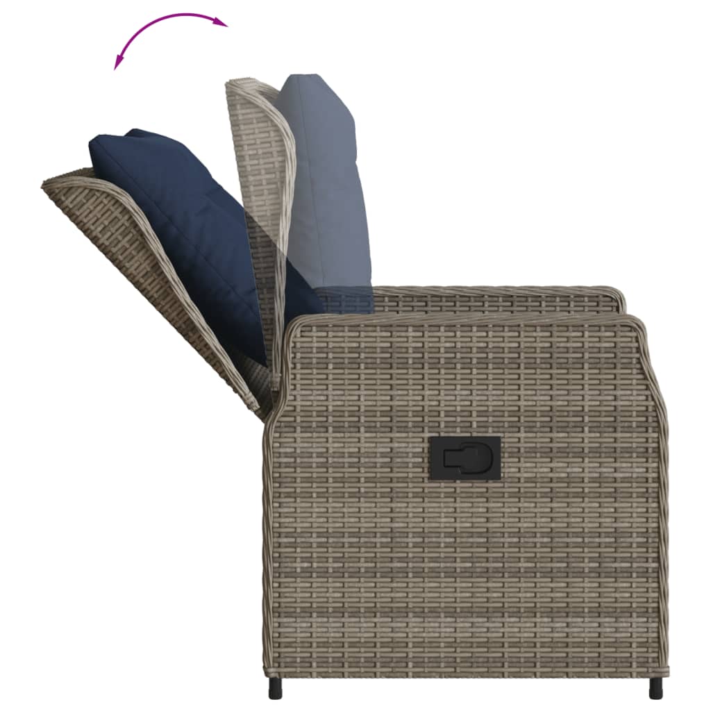 2 db szürke polyrattan dönthető kerti szék