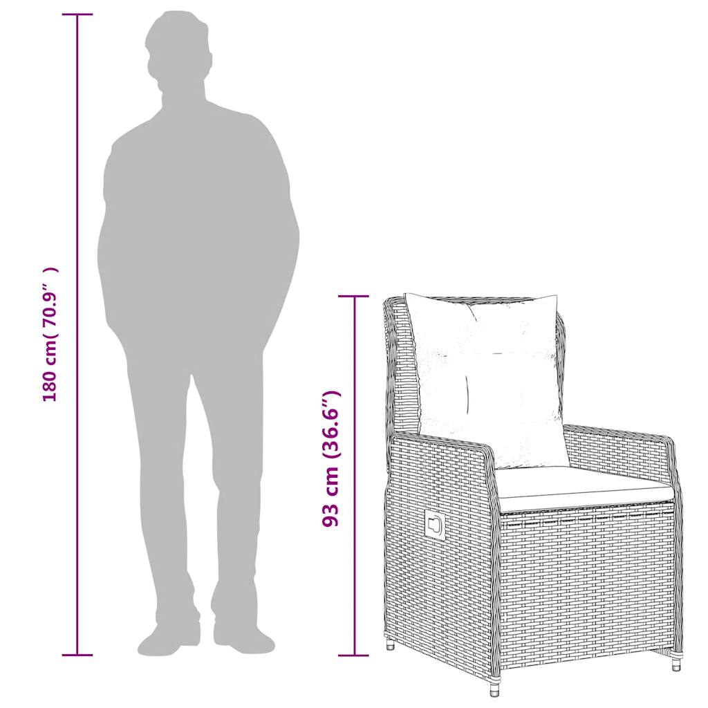 2 db szürke polyrattan dönthető kerti szék