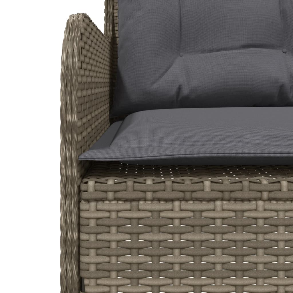 Szürke polyrattan l-alakú kerti kanapé párnákkal