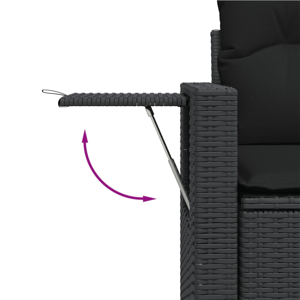 4 részes fekete polyrattan kerti ülőgarnitúra párnákkal