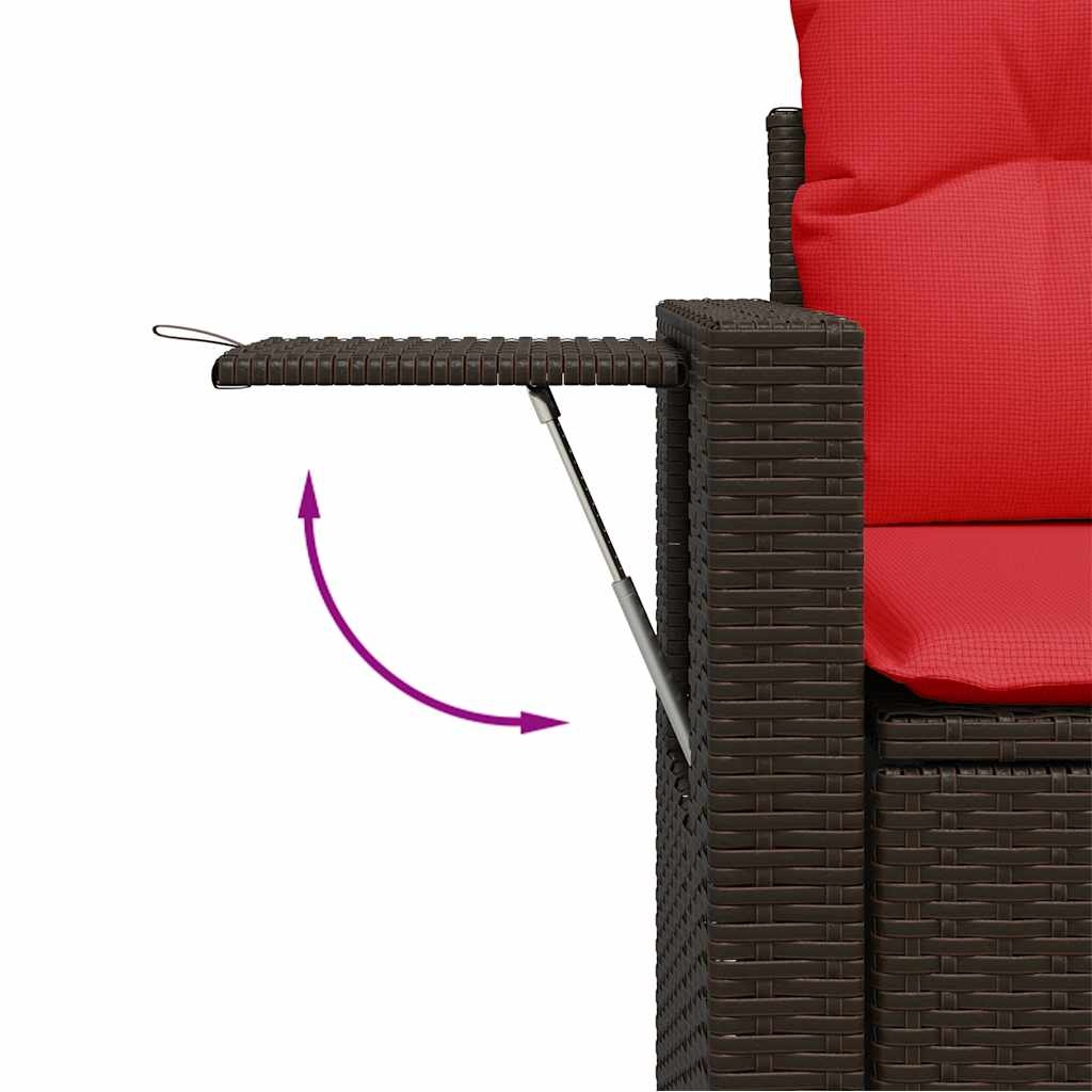 11 db barna polyrattan kerti kanapégarnitúra párnákkal