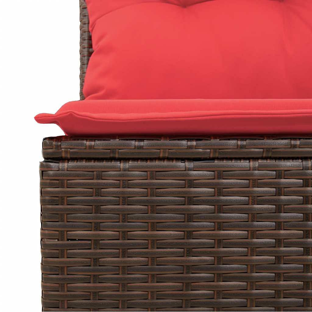 11 db barna polyrattan kerti kanapégarnitúra párnákkal