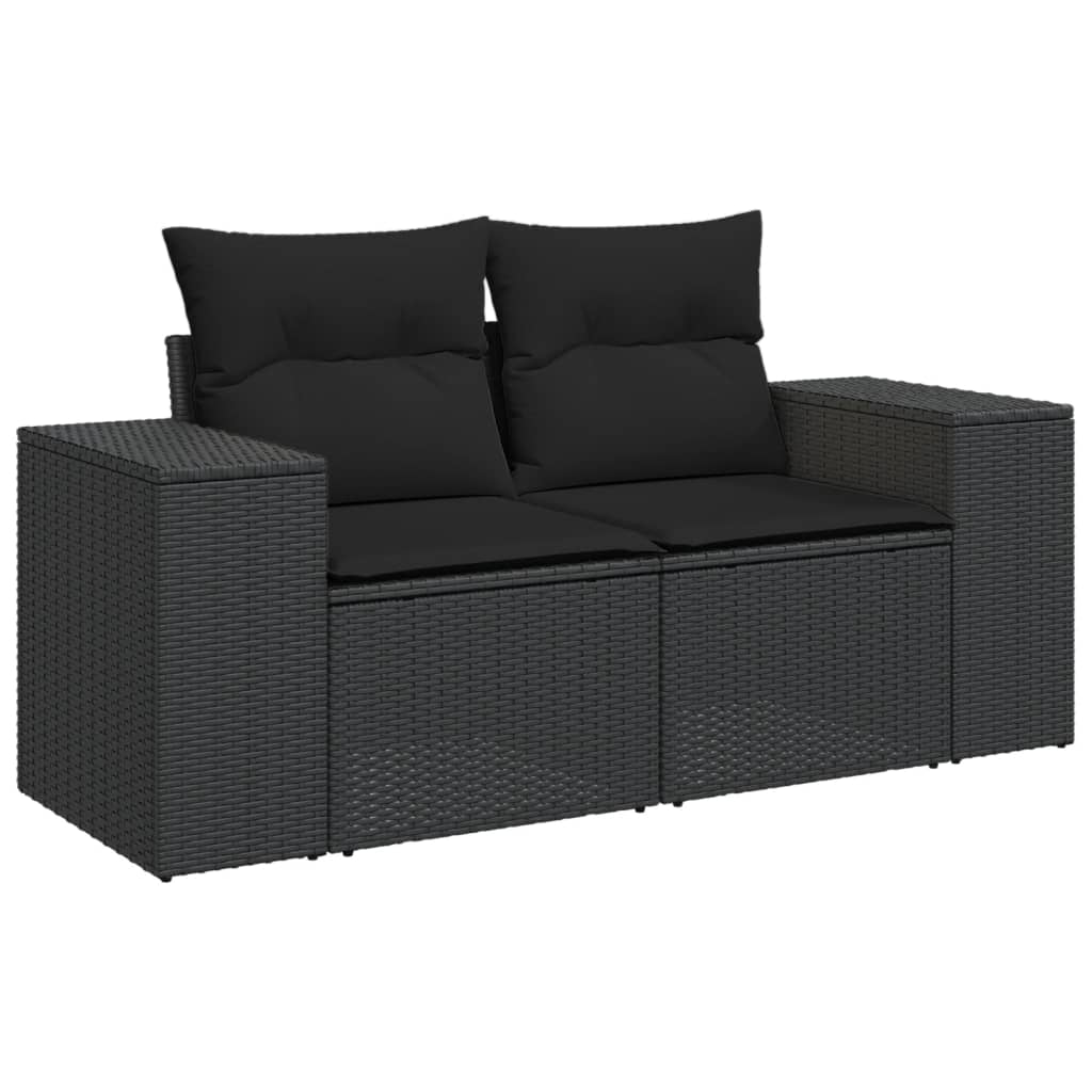 8 részes fekete polyrattan kerti ülőgarnitúra párnákkal 8 részes fekete polyrattan kerti ülőgarnitúra párnákkal