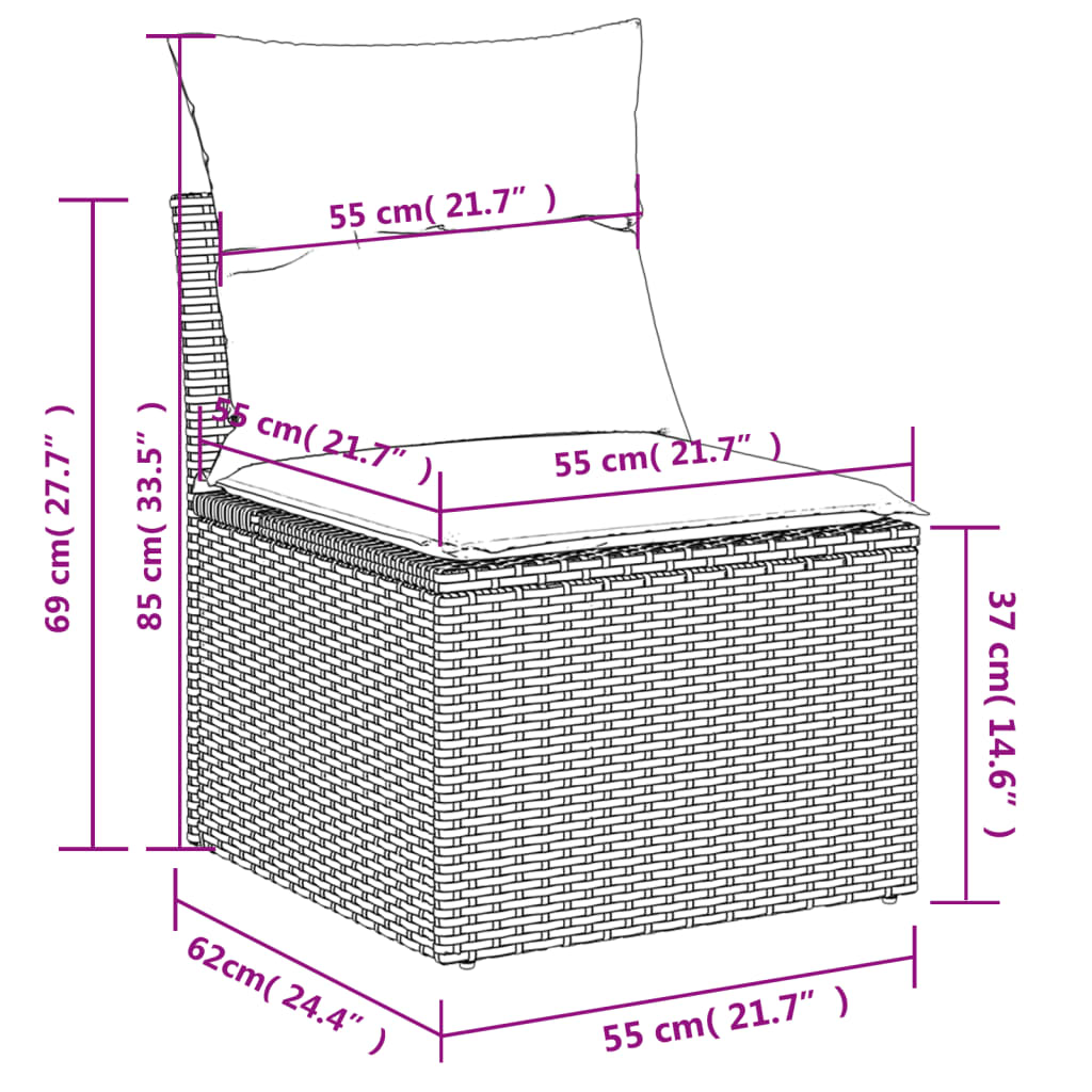 8 részes fekete polyrattan kerti ülőgarnitúra párnákkal 8 részes fekete polyrattan kerti ülőgarnitúra párnákkal