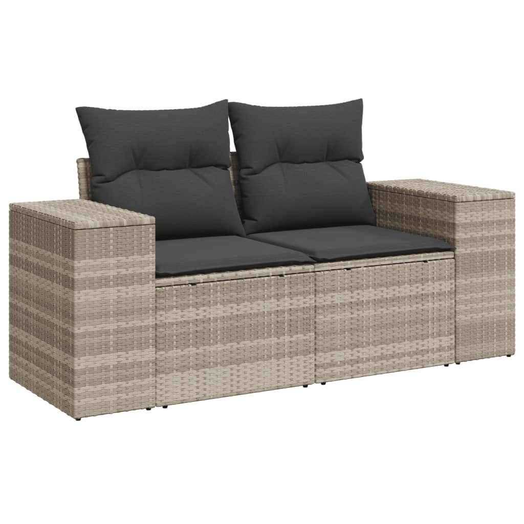 8 részes világosszürke polyrattan kerti ülőgarnitúra párnával 8 részes világosszürke polyrattan kerti ülőgarnitúra párnával