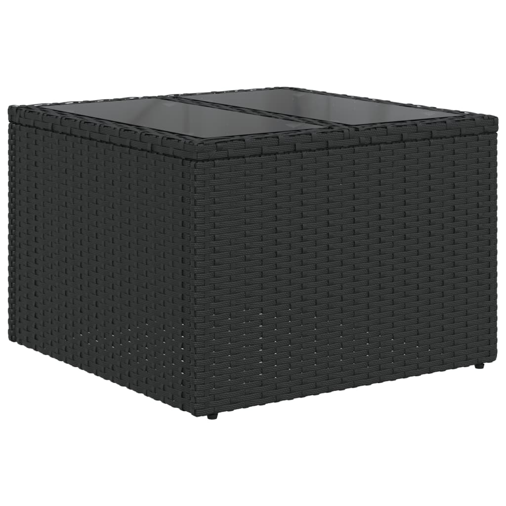 10 db fekete polyrattan kerti kanapégarnitúra párnákkal