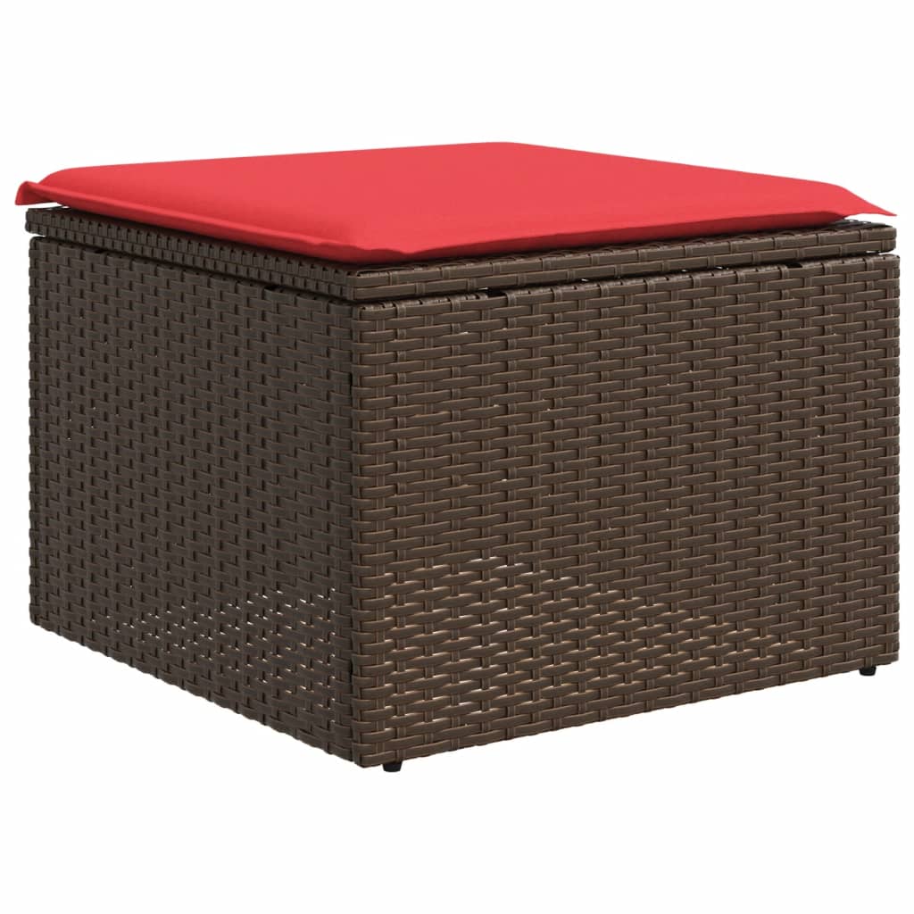 10 db barna polyrattan kerti kanapégarnitúra párnákkal