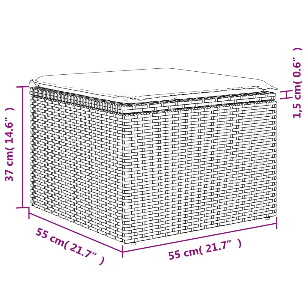 10 db barna polyrattan kerti kanapégarnitúra párnákkal