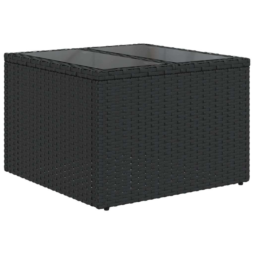 12 db fekete polyrattan kerti kanapégarnitúra párnákkal