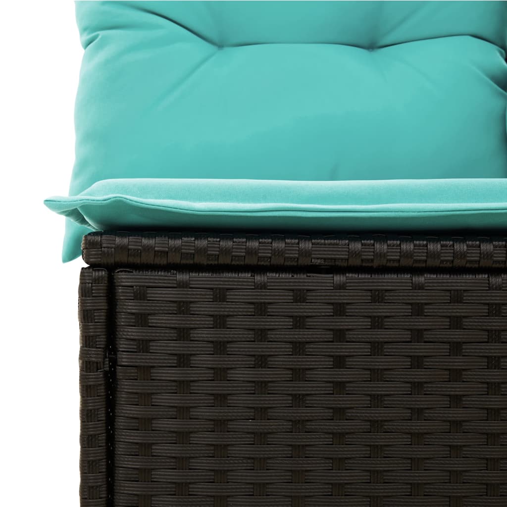 13 db fekete polyrattan kerti kanapégarnitúra párnákkal