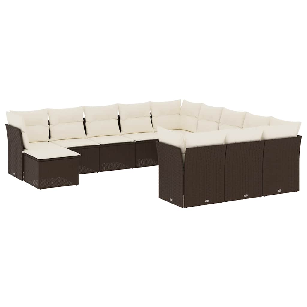 12 részes barna polyrattan kerti ülőgarnitúra párnákkal