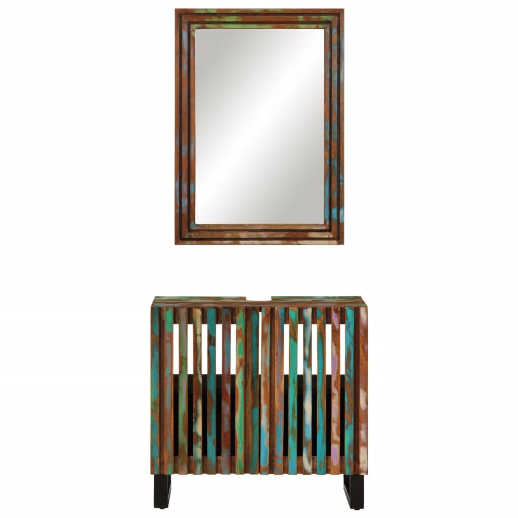 2 részes tömör akácfa fürdőszobai bútorszett