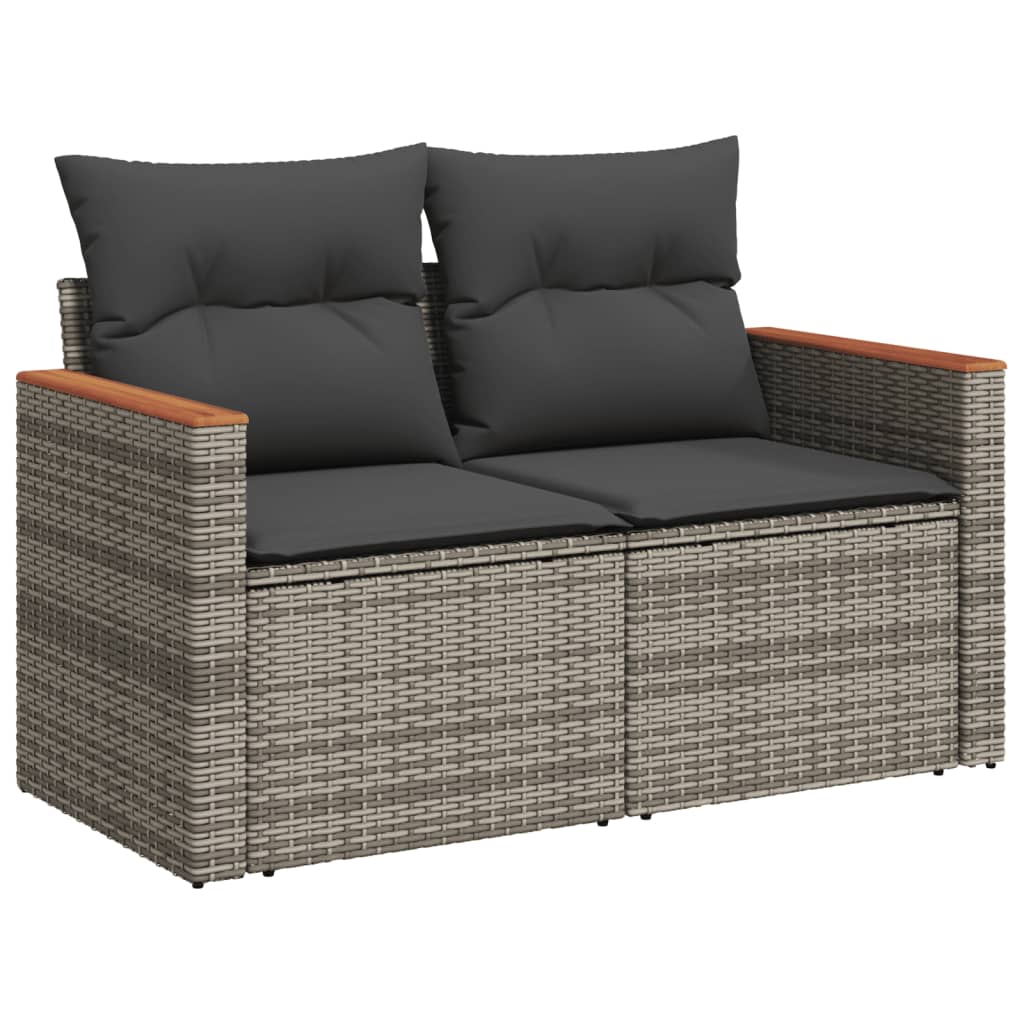 5 részes szürke polyrattan kerti ülőgarnitúra párnákkal