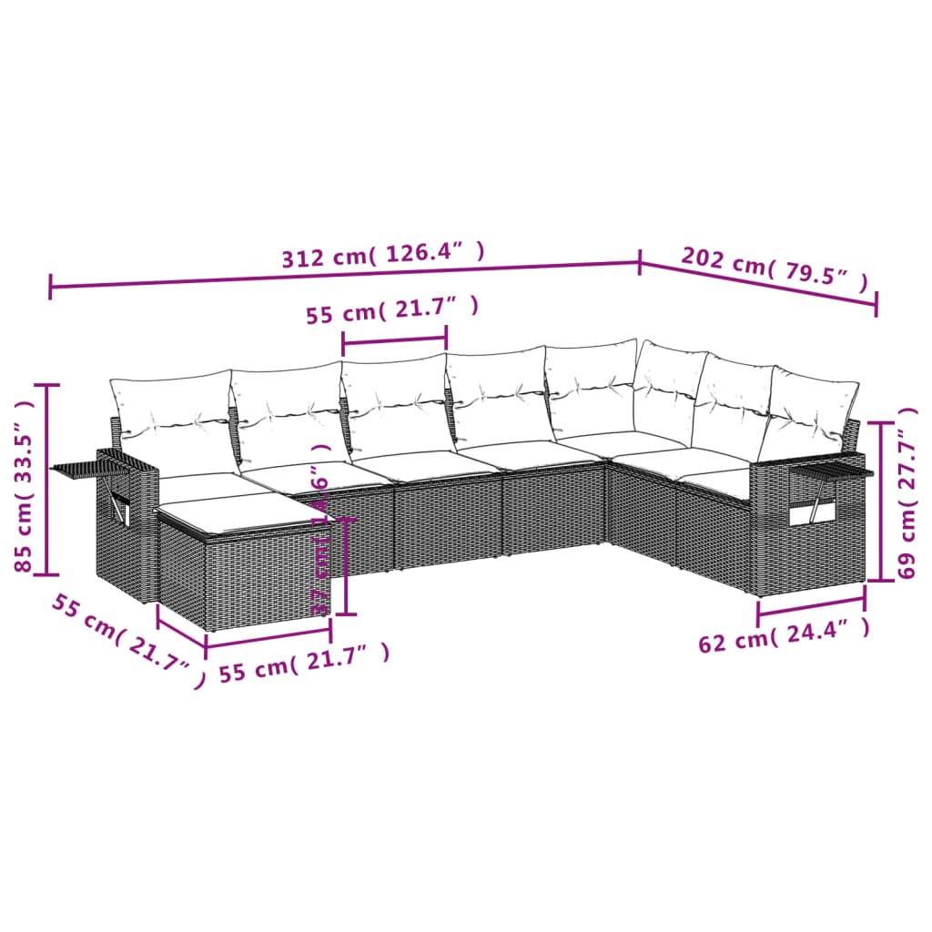 8 részes világosszürke polyrattan kerti ülőgarnitúra párnával 8 részes világosszürke polyrattan kerti ülőgarnitúra párnával