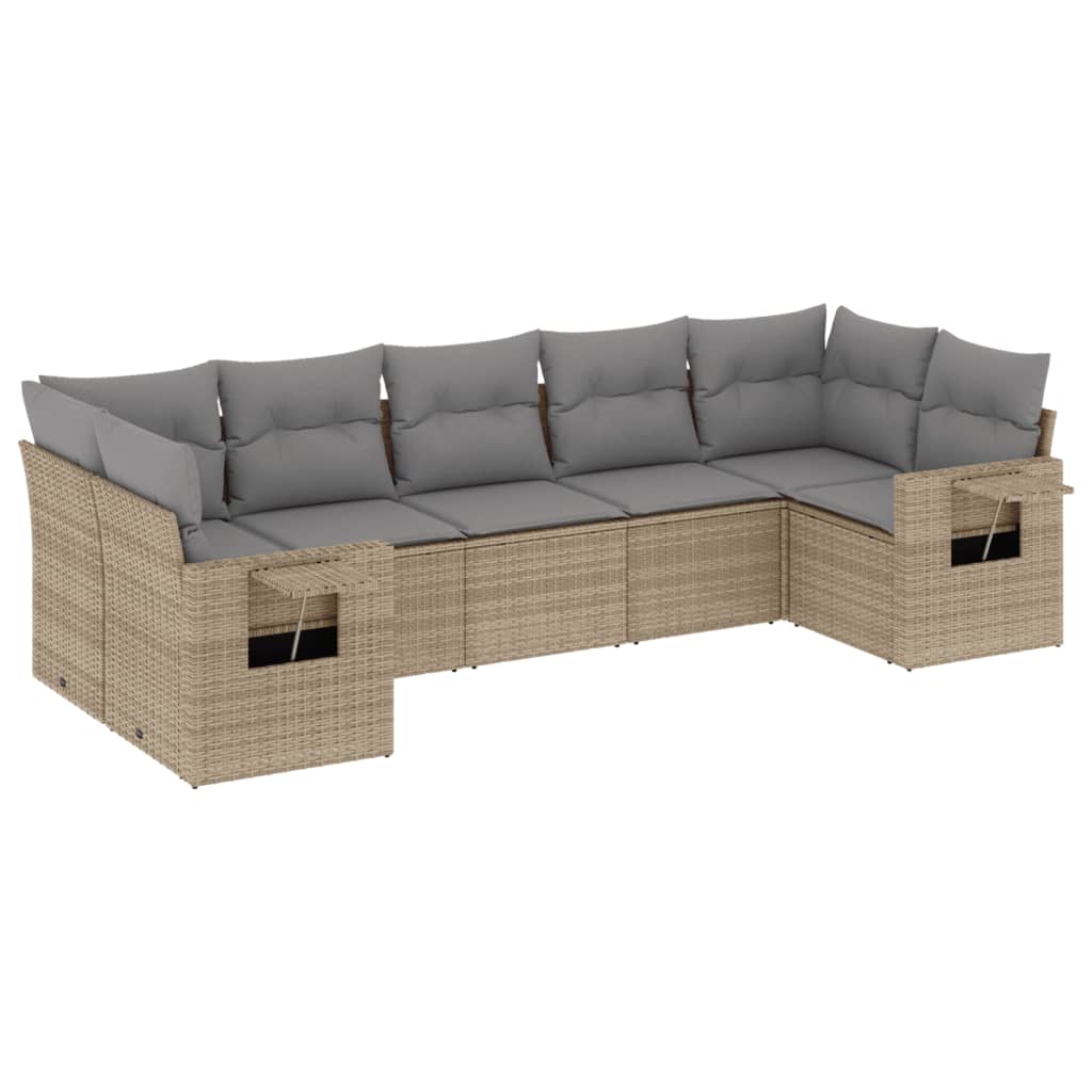 7 részes bézs polyrattan kerti ülőgarnitúra párnákkal 7 részes bézs polyrattan kerti ülőgarnitúra párnákkal
