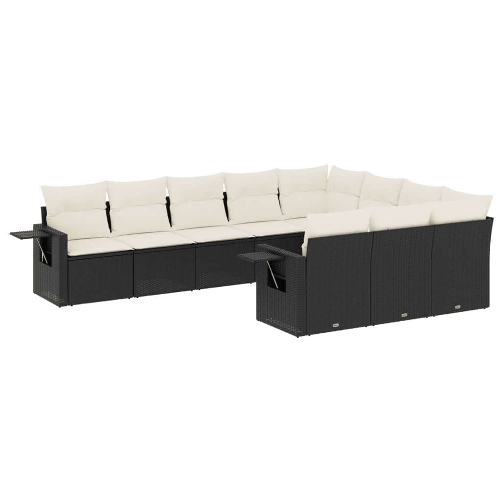 10 részes fekete polyrattan kerti ülőgarnitúra párnákkal 10 részes fekete polyrattan kerti ülőgarnitúra párnákkal