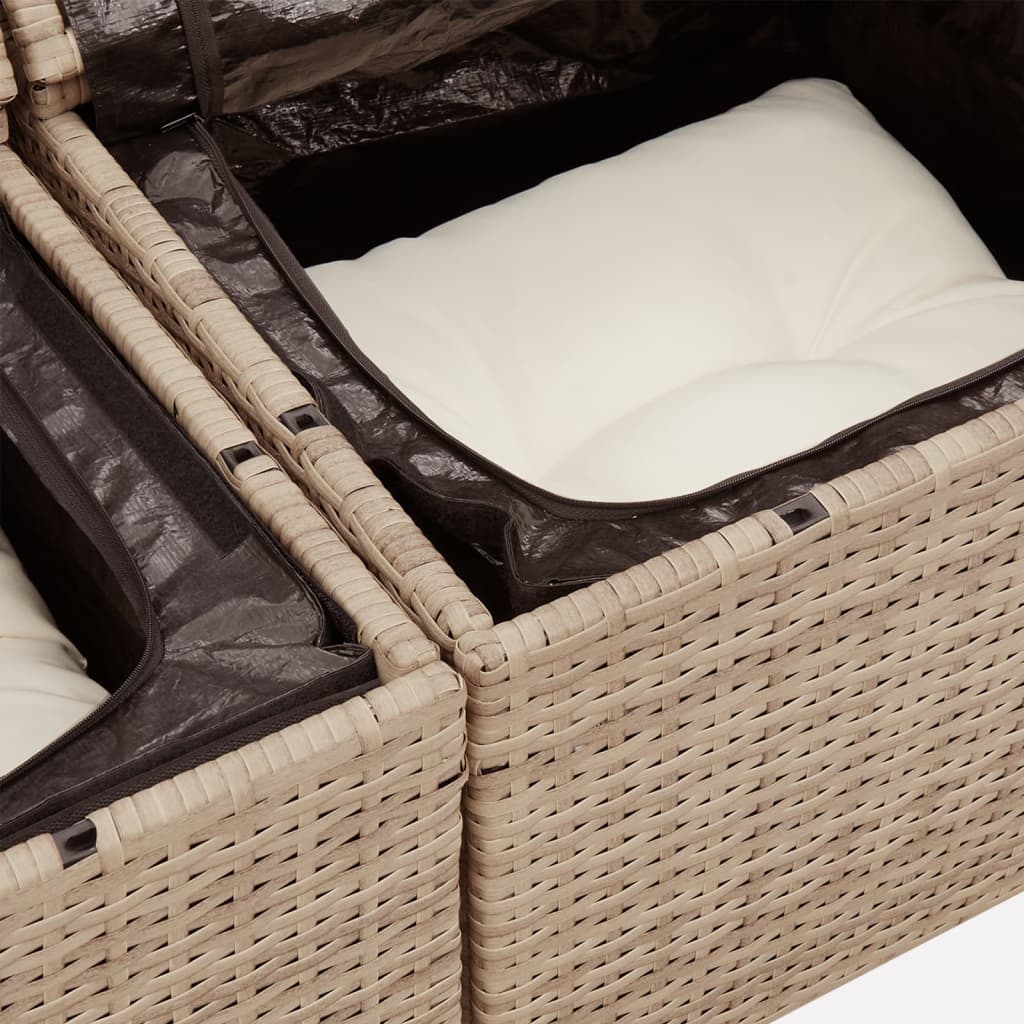 6 részes bézs polyrattan kerti ülőgarnitúra párnával