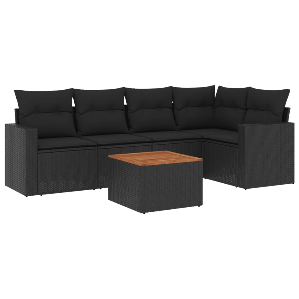 6 részes fekete polyrattan kerti ülőgarnitúra párnákkal 6 részes fekete polyrattan kerti ülőgarnitúra párnákkal
