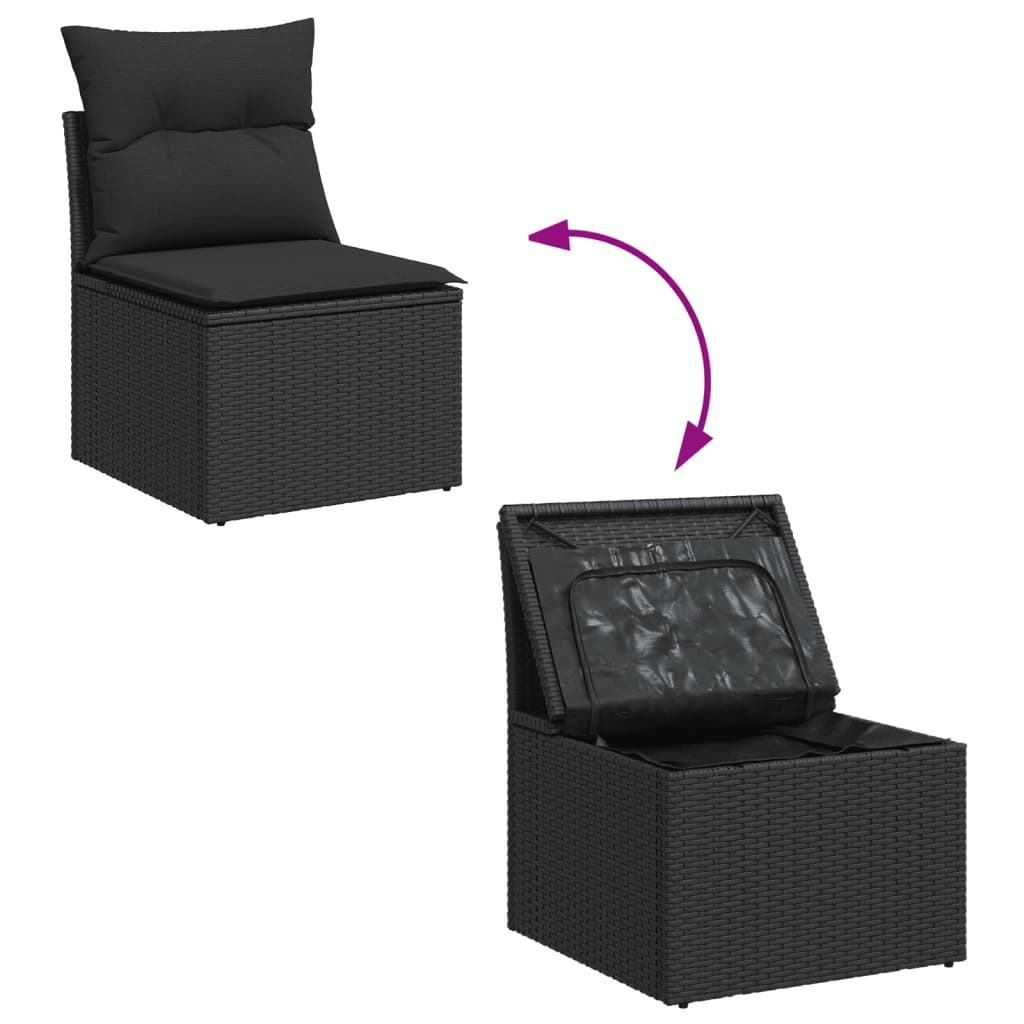6 részes fekete polyrattan kerti ülőgarnitúra párnákkal 6 részes fekete polyrattan kerti ülőgarnitúra párnákkal