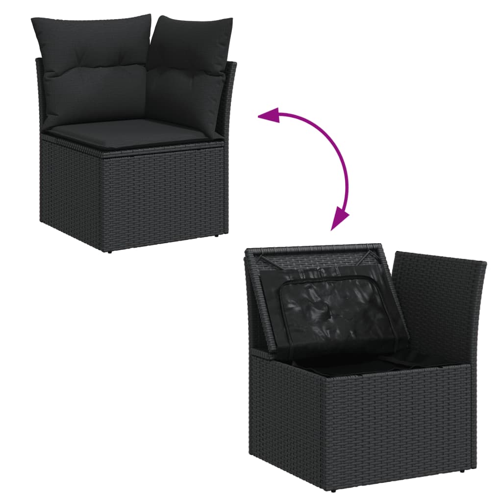 6 részes fekete polyrattan kerti ülőgarnitúra párnákkal 6 részes fekete polyrattan kerti ülőgarnitúra párnákkal