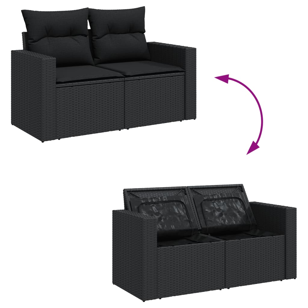 6 részes fekete polyrattan kerti ülőgarnitúra párnákkal 6 részes fekete polyrattan kerti ülőgarnitúra párnákkal