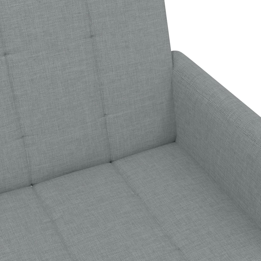 2 személyes világosszürke szövet kanapéágy lábtartóval