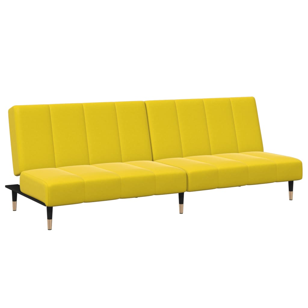 2 személyes sárga bársony kanapéágy lábtartóval