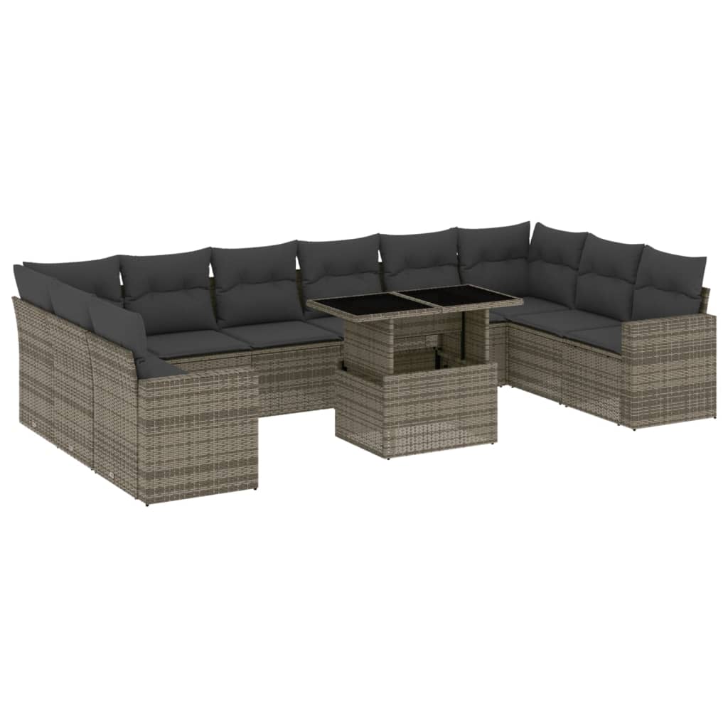 11 részes szürke polyrattan kerti ülőgarnitúra párnákkal 11 részes szürke polyrattan kerti ülőgarnitúra párnákkal