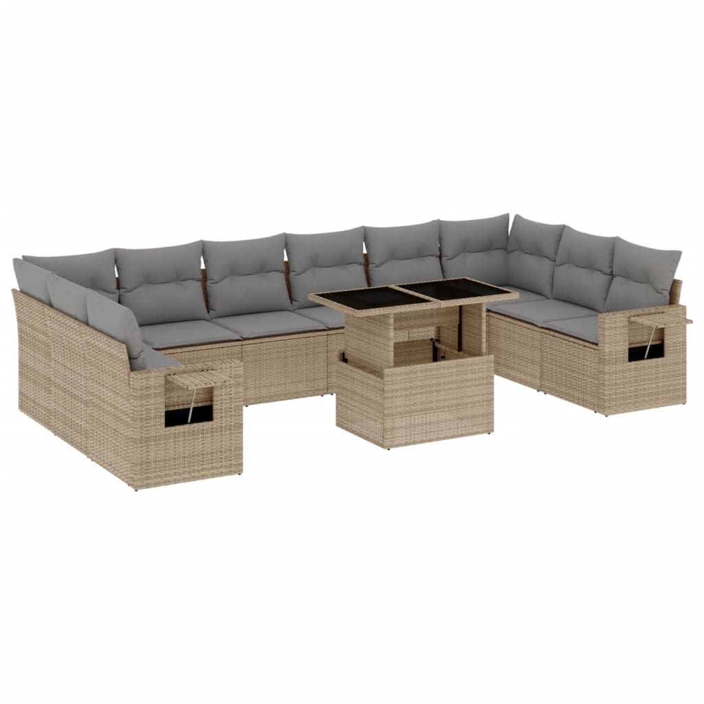 11 részes bézs polyrattan kerti ülőgarnitúra párnákkal 11 részes bézs polyrattan kerti ülőgarnitúra párnákkal