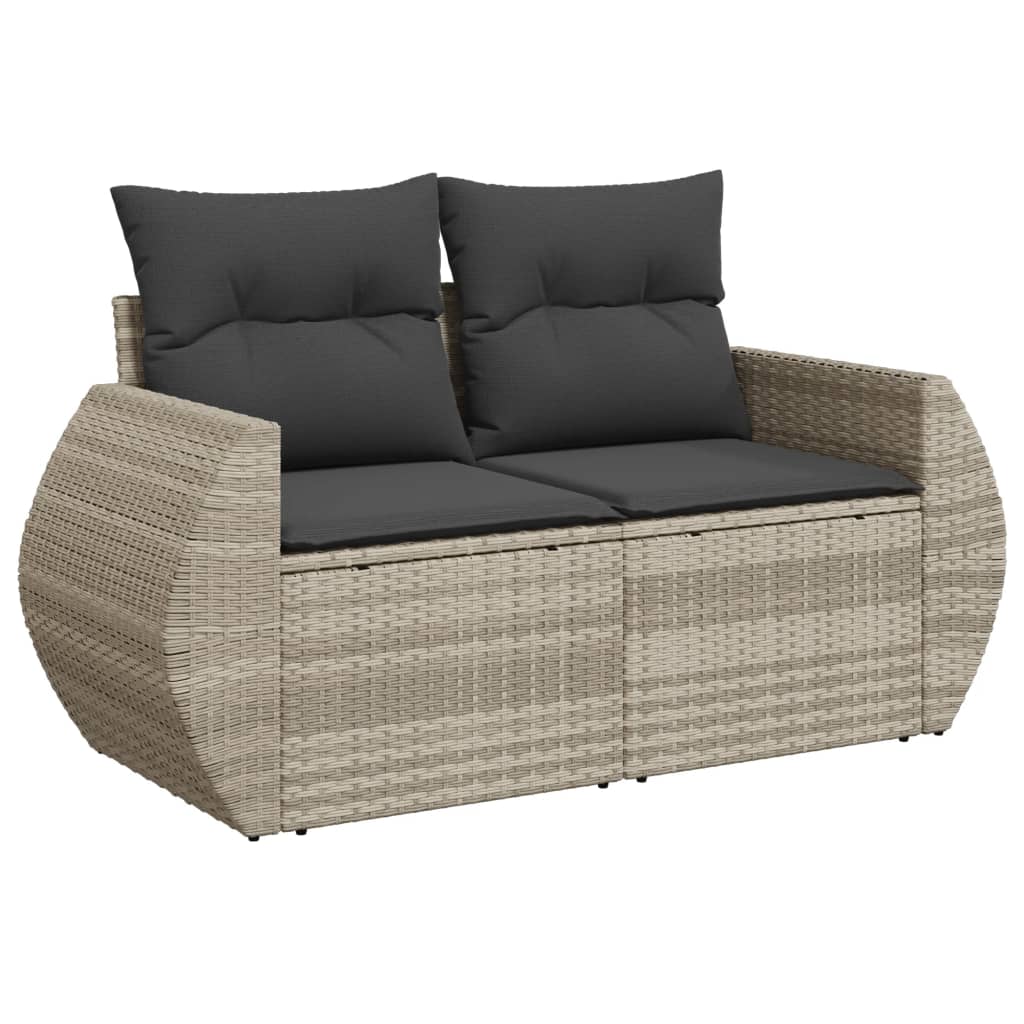 11 részes világosszürke polyrattan kerti ülőgarnitúra párnákkal 11 részes világosszürke polyrattan kerti ülőgarnitúra párnákkal