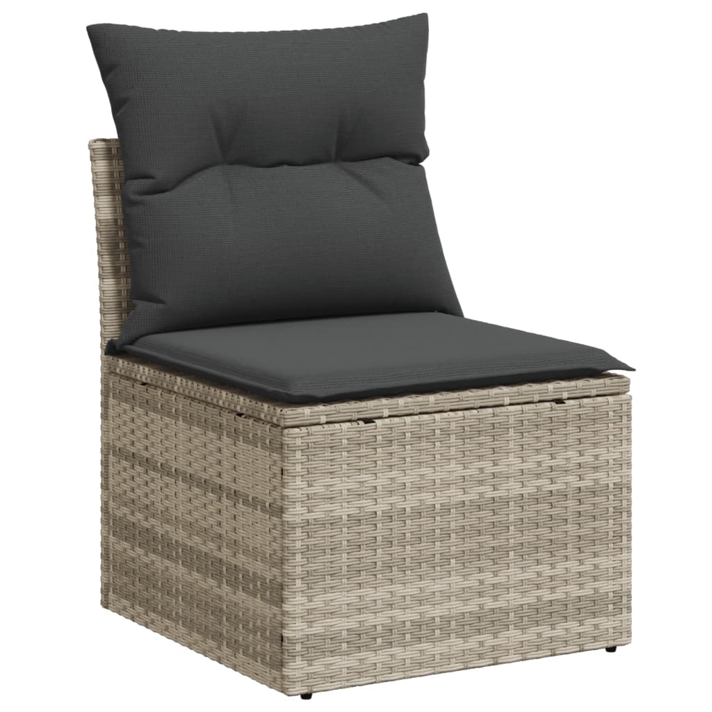 11 részes világosszürke polyrattan kerti ülőgarnitúra párnákkal 11 részes világosszürke polyrattan kerti ülőgarnitúra párnákkal