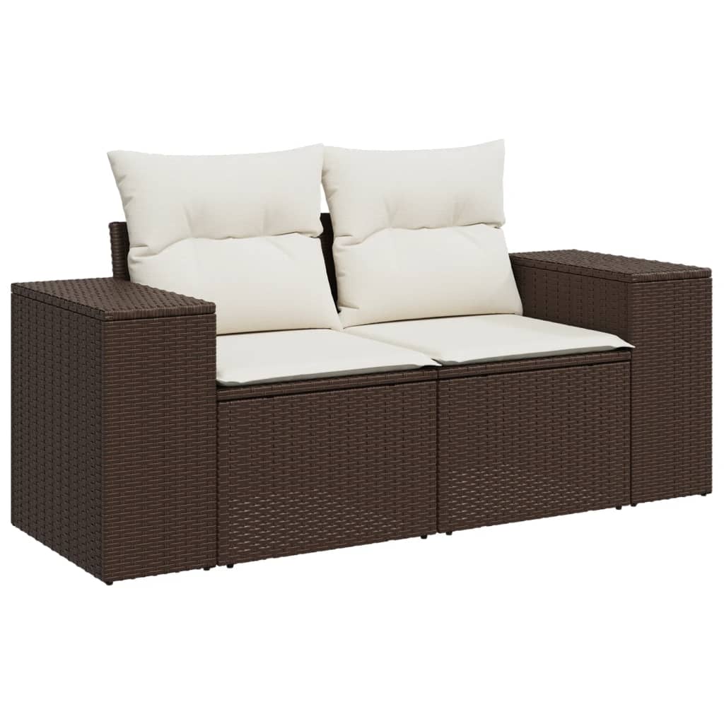 8 részes barna polyrattan kerti ülőgarnitúra párnákkal